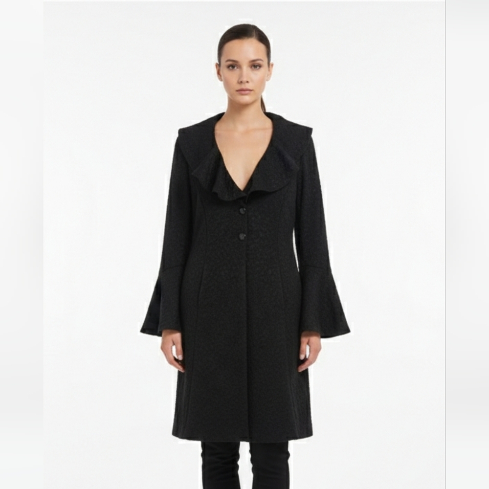 NWT Nygard Black Textured Coat Victorian Romantic Goth Dark Academia Boho 10